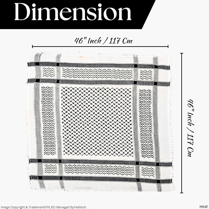 Shemagh Keffiyeh Scarf for Men and Women,100% Cotton Keffiyeh Neck Head Scarf Wrap Palestine Original Gift for Women3