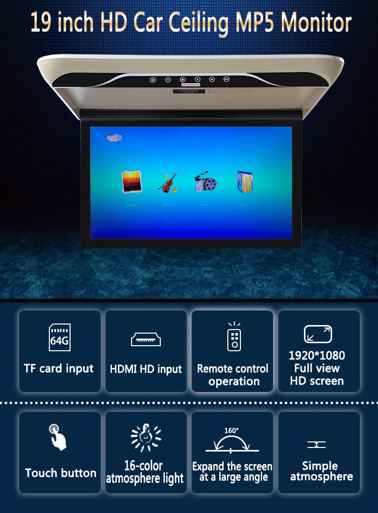 Amazon.co.jp: 19 インチ LCD フリップダウンモニター 天井型モニター