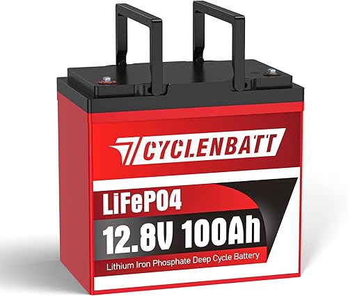 CYCLENBATT Mini batería de litio LiFePO4 de 12 V 100 Ah, más de 5000 ciclos profundos, batería recargable de fosfato de hierro y litio con BMS