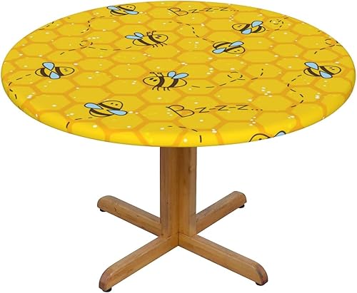 Vista 35 de Famame Beautiful Bloom - Mantel redondo ajustable con borde elástico, impermeable, con borde elástico, para interiores y exteriores, se adapta a