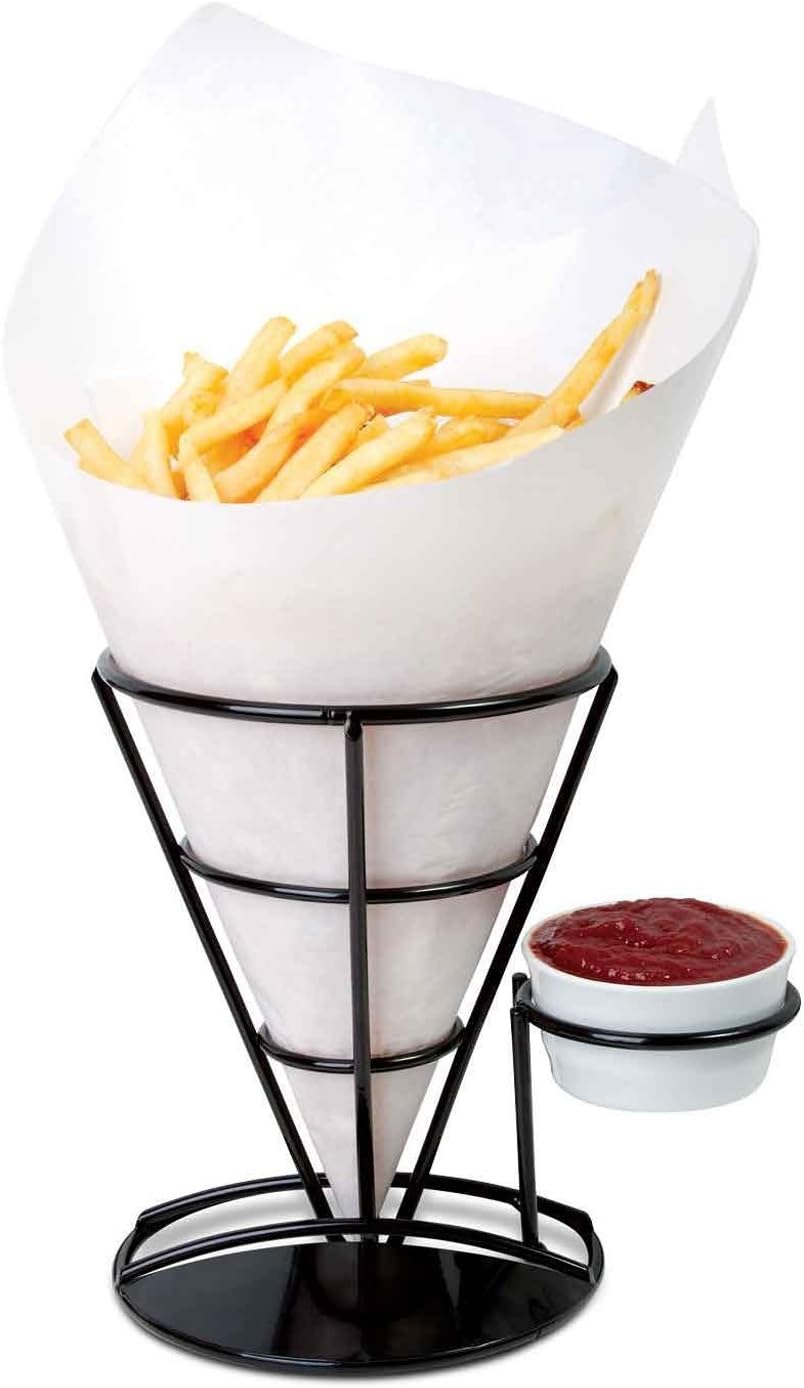 French Fry Holder French Fries Chip Cone Holder Rack with Condiment Stand