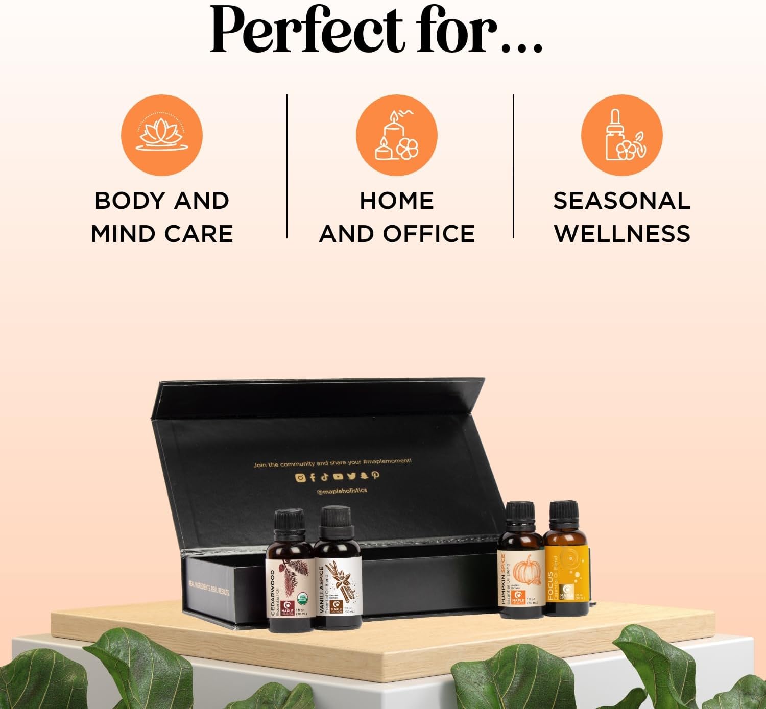 Fall Essential Oils Set for Diffuser - Extra Large 100% Pure Autumn Essential Oil Blends Gift Set with Pumpkin Spice Cedarwood Vanilla Spice & Focus - Aromatherapy Gift for All Occasions (4x30mL)