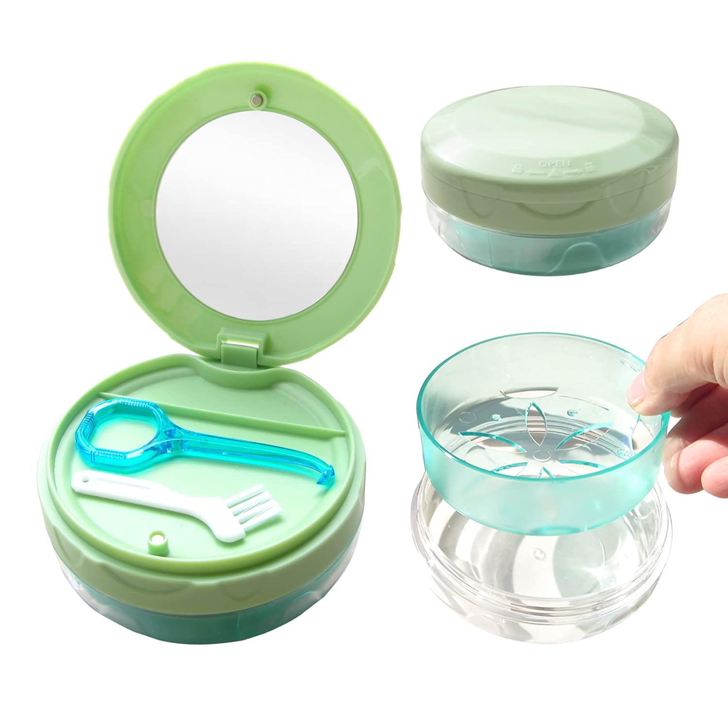 Denture Case,Leak Proof Denture Bath Case with Strainer