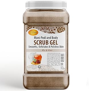 SPA REDI - Exfoliating Scrub Pumice Gel, Milk and Honey, 128 Oz - Manicure, Pedicure and Body Exfoliator Infused with Hyaluronic Acid, Amino Acids, Panthenol and Comfrey Extract
