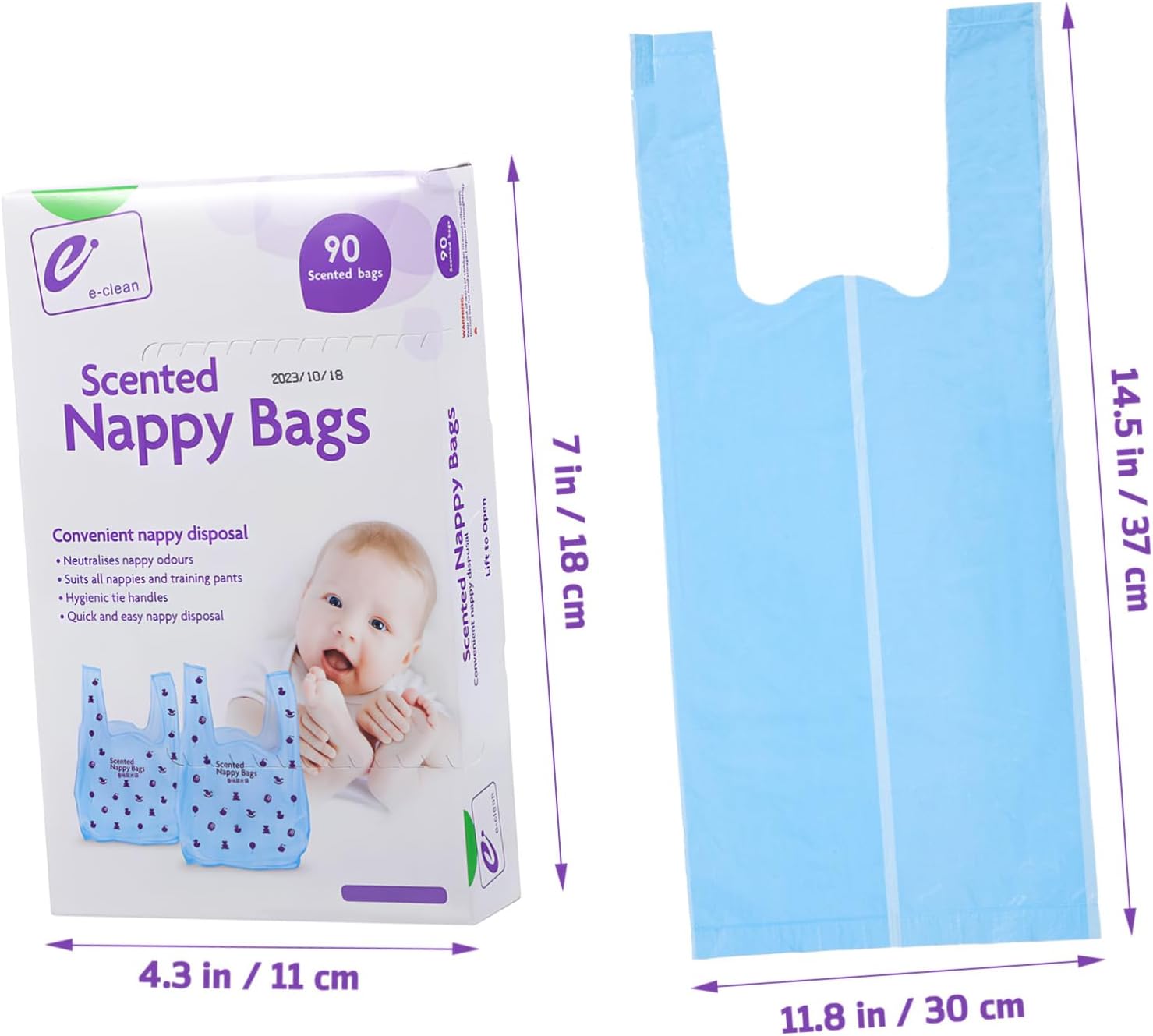 2 Boxes Diaper Collection Bag Dirty Diaper Bags Diapers Garbage Bags Rubbish Bags Diaper Waste Bags Trash Containers for Diaper Pet New Imported Hdpe Trash Can Travel