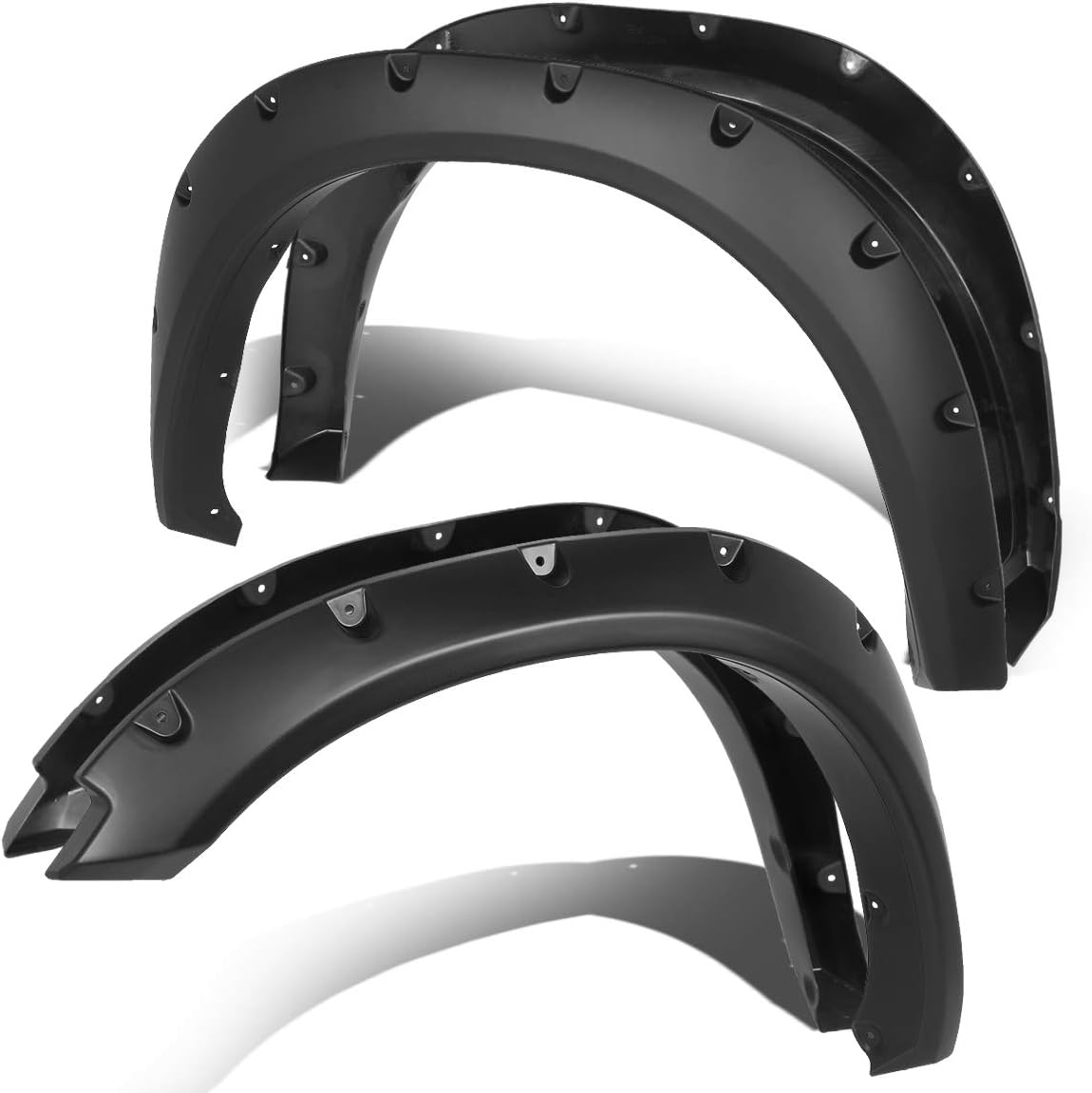 DNA MOTORING WF-81010-MBK Pocket-Riveted Wheel Fender Flares Compatible with 09-18 Ram Truck 1500 67" 76" & 96" Fleetside Beds