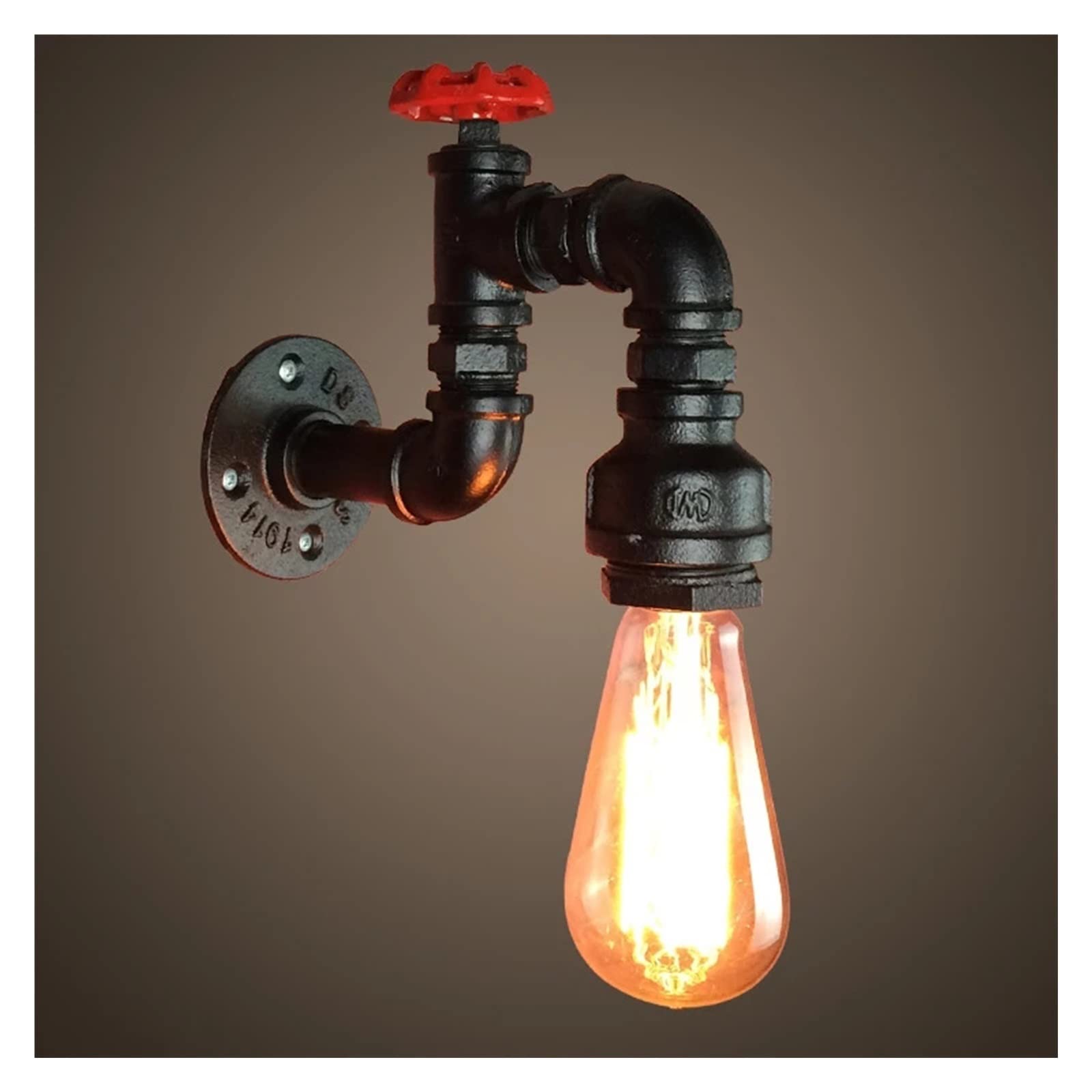 SMCCYYSD Vintage Water Pipe Wall Lamp Fixture Wrought Iron Loft Industrial Style Lights Bedside Corridor Home Deco