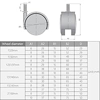 Vista 5 de MroMax Rueda giratoria de nailon de 1.46 pulgadas de diámetro de 360 grados, 0.315 in x 0.512 in, rueda giratoria de vástago roscado de 1.457 in