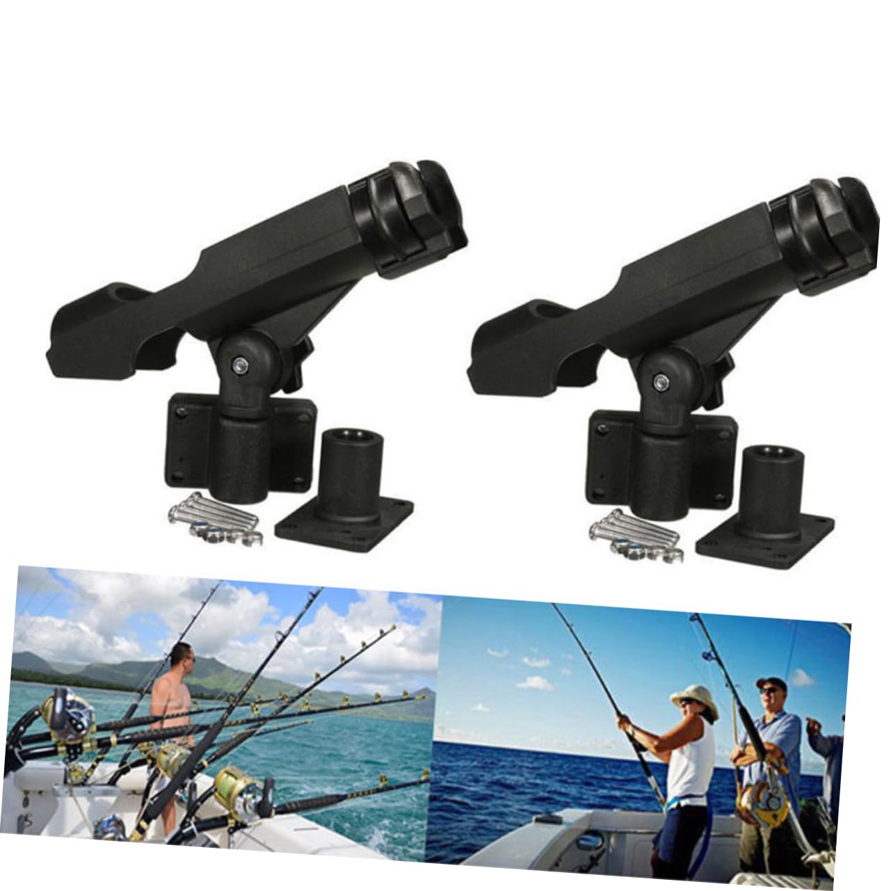 YARNOW Supporto Per Canna Da Pesca Per Kayak/yacht 4 Pezzi Staffa Girevole Viti in Acciaio Inossidabile Facile Installazione Nylon Accessorio Per Barca