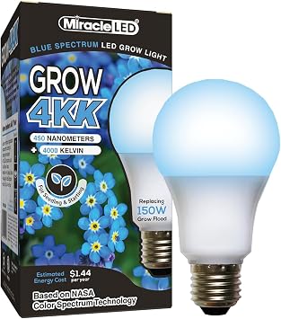 Miracle LED 4KK Professional Indoor Grow Light Bulb 4000K Blue Spectrum Replace 150W Grow Bulbs for Vegetables, Herbs, Hydroponics. 1-Pack