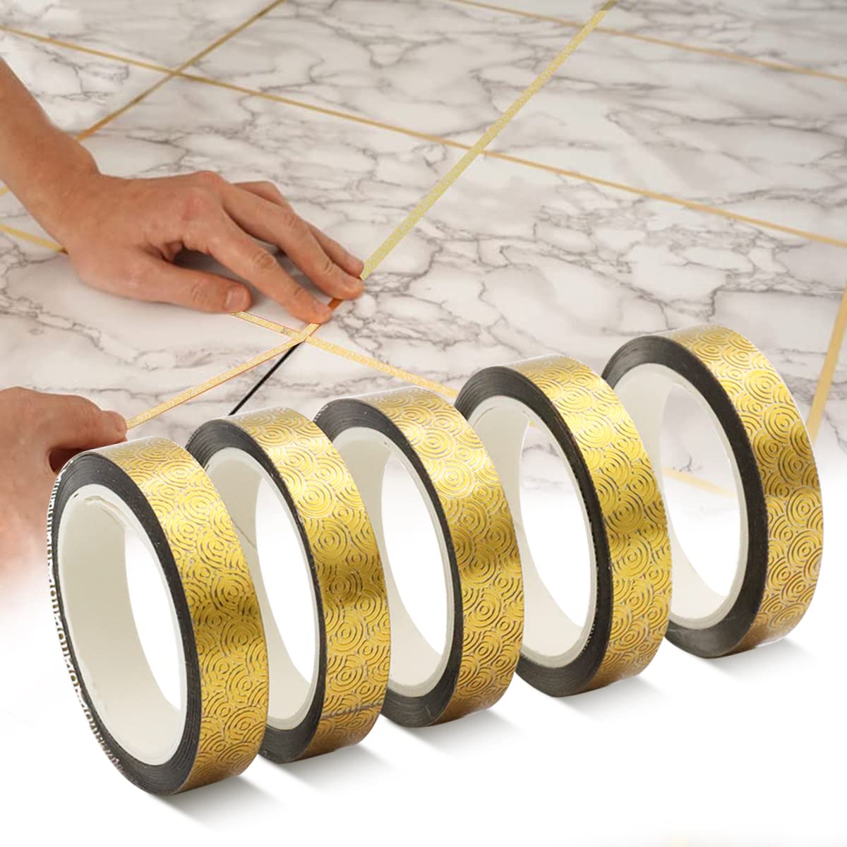 Supvox® 5 Roll Golden Tile Gap Tape Waterproof, 5M/Per Roll, Home Tile