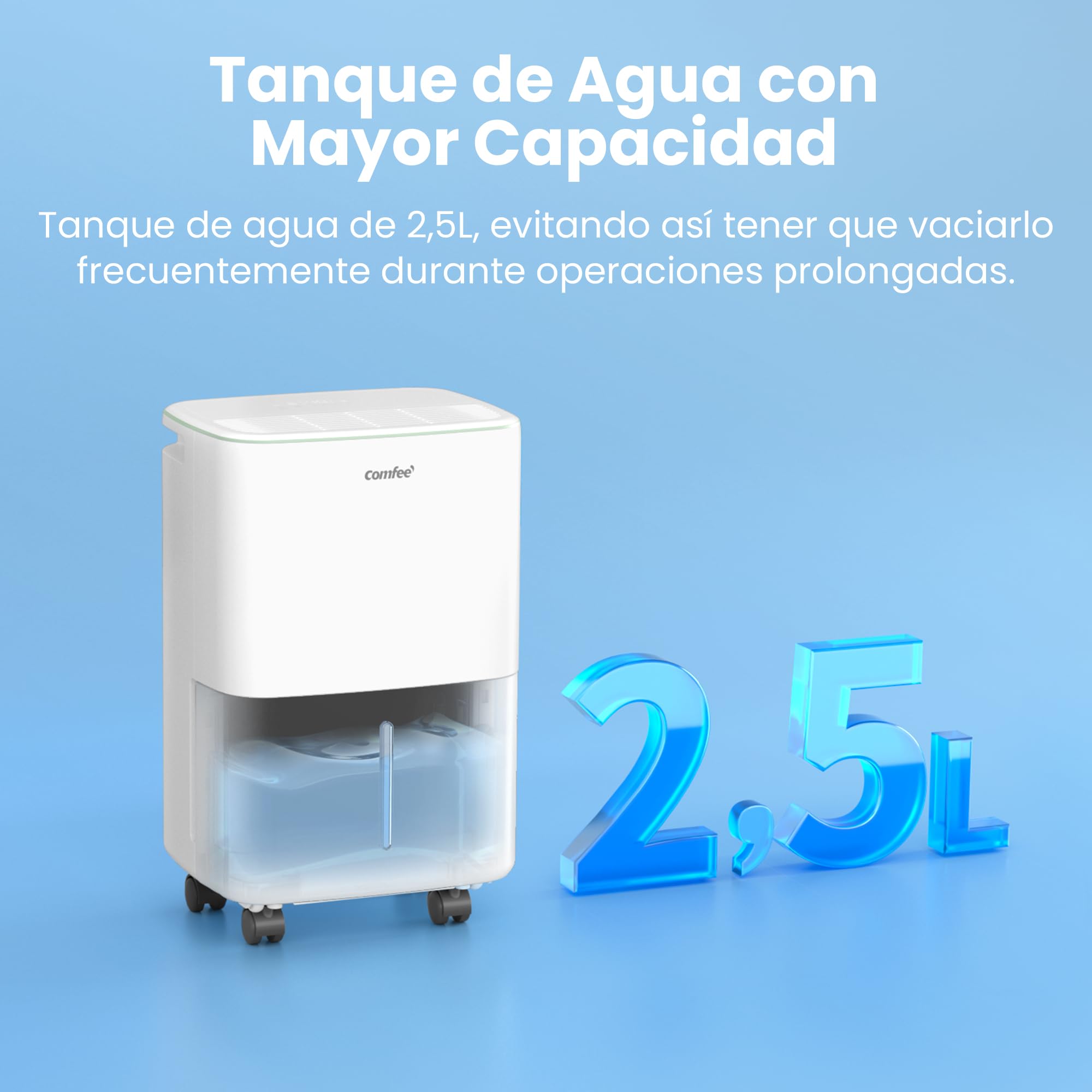 COMFEE' Deshumidificador de Humedad 10L Silencioso | Modo Secado de Ropa y AUTO - Deshumificador Compacto y de Bajo Consumo con Drenaje Dual | Ideal en habitaciones hasta 31m2/100m3 - Aqua Dry 2026
