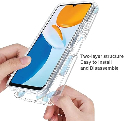 Miniatura 4 de sidande Funda para Honor X7 CMA-LX2 CMA-LX1 con protector de pantalla de vidrio templado funda protectora delgada de TPU floral transparente de