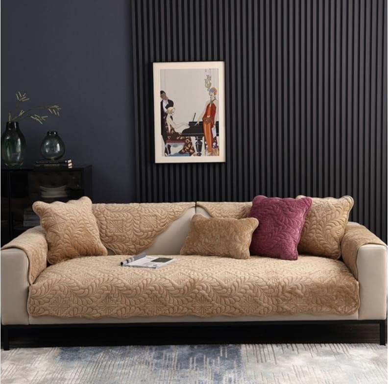 LUBOSE Velvet Sofa Covers, Washable Sofa Cover Protectors, Plush Sofa Covers, Sofa Protectors, Sofa Towels, Sofa Blankets(70x210cm, Light Brown A)