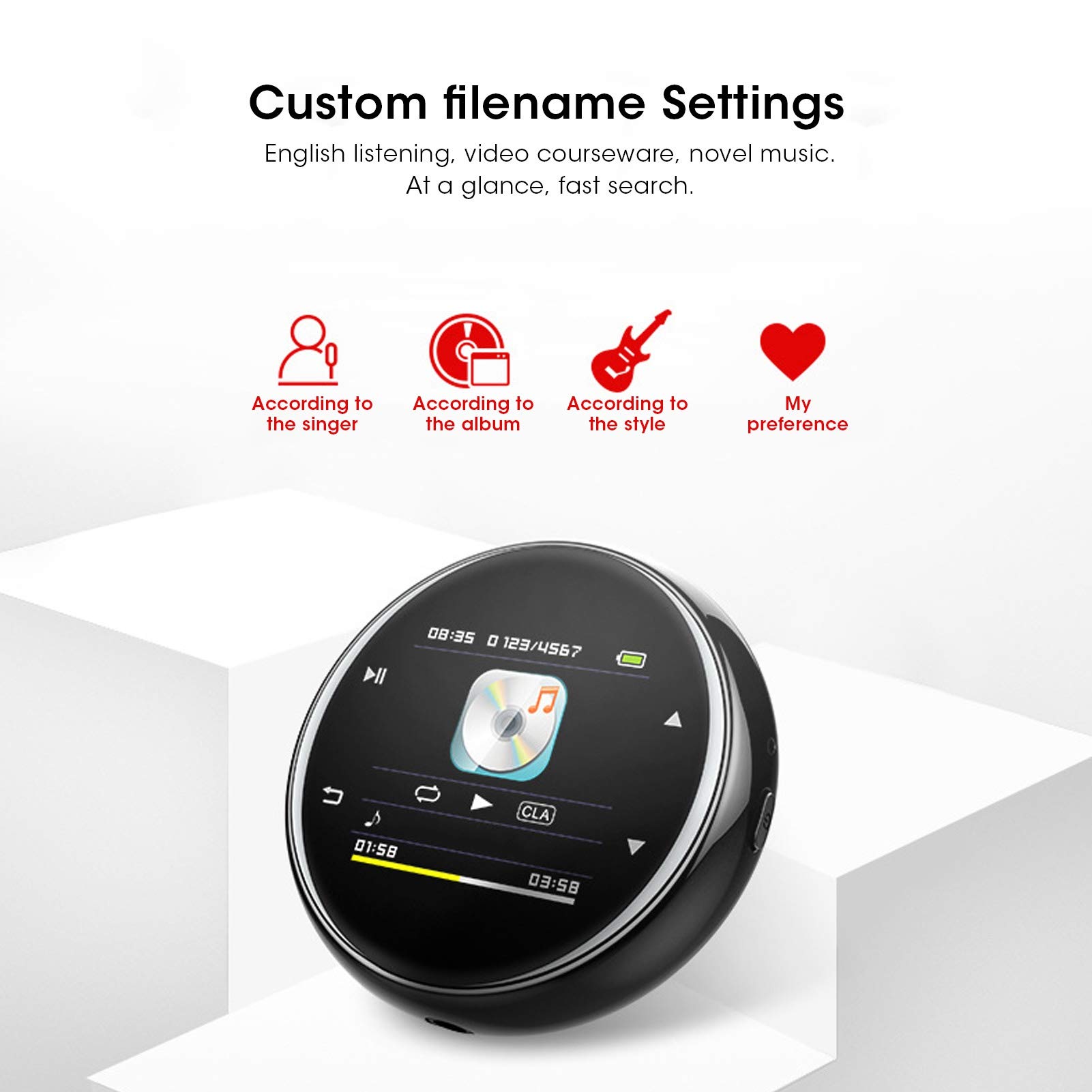 M20 Portable Bluetooth MP3 Player, 8GB Touch Screen (16GB)