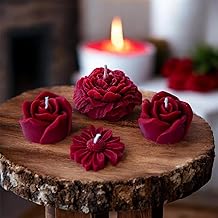 مجموعة شموع عائمة على شكل وردة حمراء مصنوعة يدويا، تصميم زهور مزخرفة، عبوة صندوق هدايا مع نافذة، لحفلات الزفاف وديكور المنزل