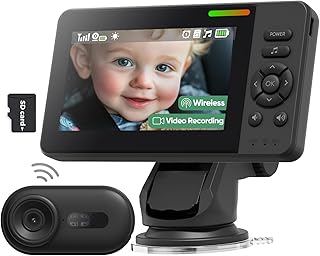 Kabellose Baby-Autokamera mit 1080P fortschrittlicher Nachtsicht und 32H Akku, kein WLAN erforderlich, einfache Einrichtung, Auto-Babyphone mit Videoaufzeichnung, einstellbarem Winkel