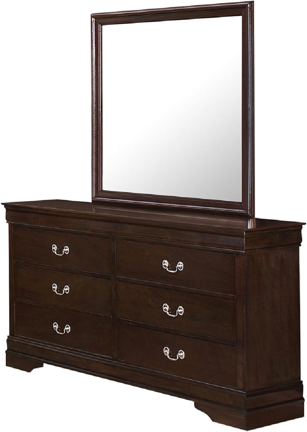 Benzara Nim 4pc Queen Sleigh Bedroom Set, Nickel Handles, Dark Brown