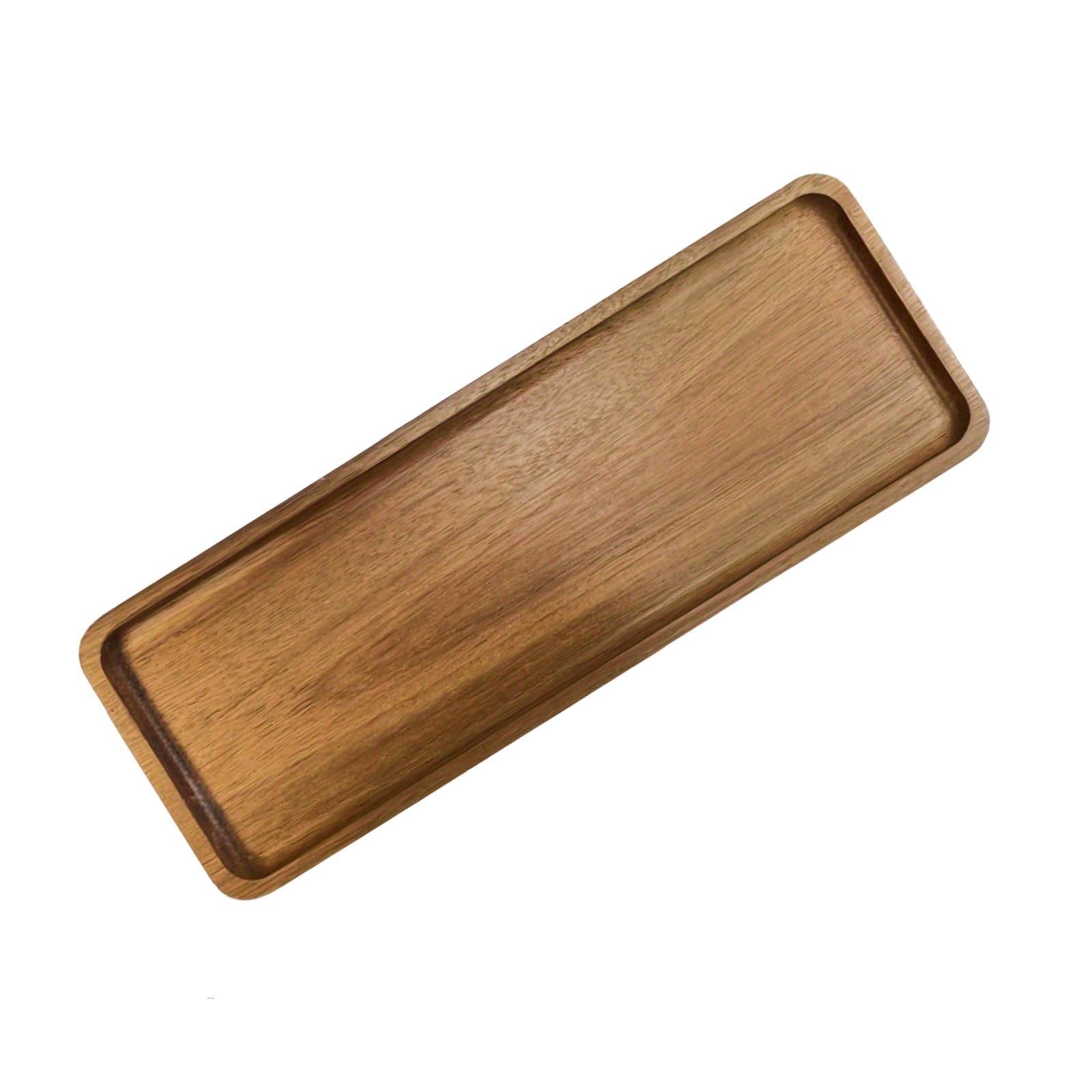 DXPETA Small Rectangular Wooden Tray, Solid Walnut, Brown, 29x10.8x1.5cm, Handcrafted, Convex Edge Design, Serving Tray, Food, Beverage, Display