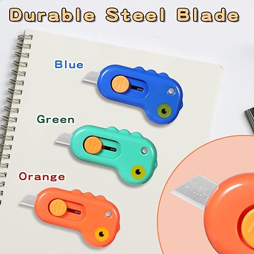 Miniatura 8 de Paquete de 12 cortadores de caja retráctiles, mini cuchillos retráctiles, lindos cortadores de caja para oficina, hogar, manualidades, cartón, papel