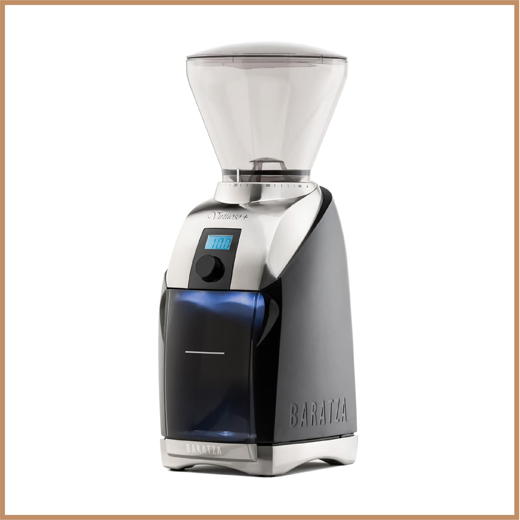 Baratza - Virtuoso+ 230V Coffee Grinder - Moulin à café électrique avec Fraise Conique en Acier, Timer et Lumière Intégrée - Espresso, 300g Capacité de la Trémie - Noir