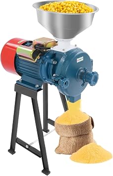 Electric Grain Grinder Mill 1500W, Commercial Dry Cereals Grinder with Funnel, Thickness Adjustable, Rice Corn Grain Coffee Wheat Feed Mill Flour Mill