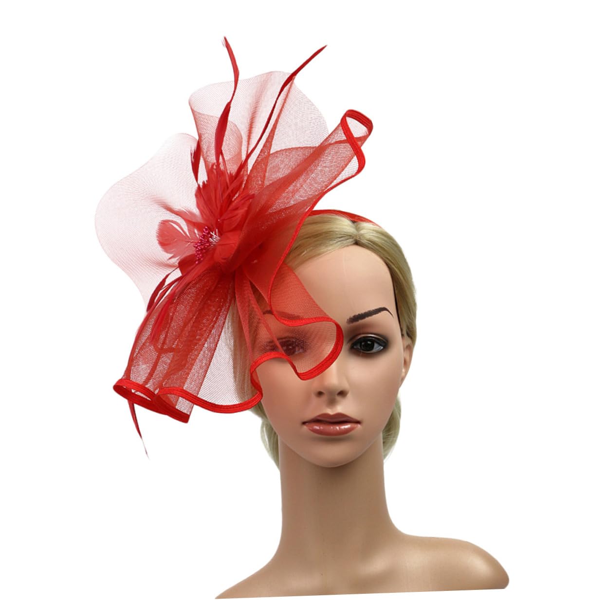 FRCOLOR 2pezzi Fascinator Creativo Con Fiore Per Feste Cappello Da Cocktail Rosso Accessorio Elegante Per Donne e Ragazze Per Balli e Eventi Speciali