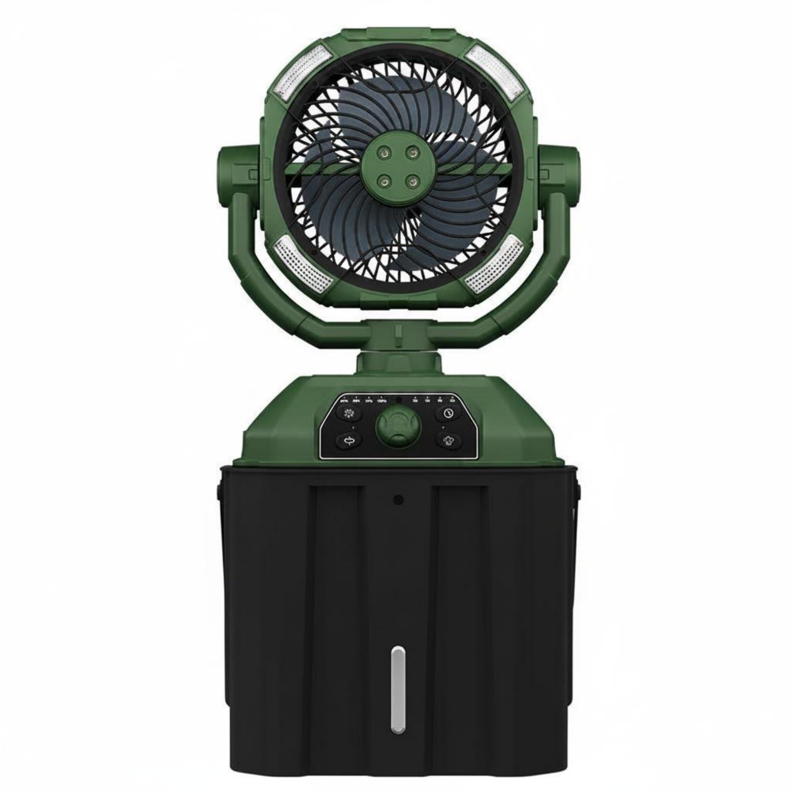 Urijx™ Long Battery Life Outdoor Misting Fan With Water Reservoir Oscillating Head Hanging Tent Fan With Controller 3 Lighting Modes Collapsible Air Cooler For Campers, Patio, Army Green-image-7