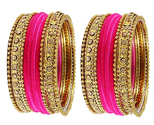Image of NMII Get your traditions Valentine Gift for Girls & Women Silk Thread Bangle Set With Zircon For Womne & Girls