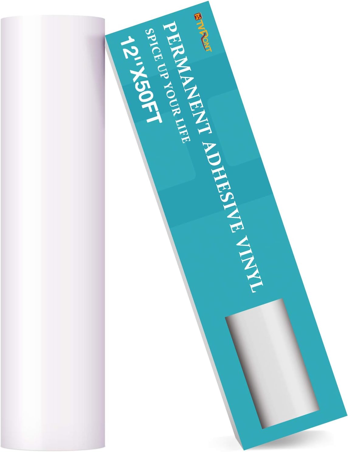 HTVRONT White Permanent Vinyl - 12" x 50 FT White Adhesive Vinyl Roll for All Cutting Machine, Silhouette and Cameo Cutters