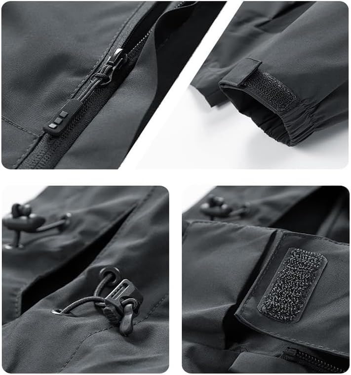 [Leeone] メンズフード付きジャケット Ca.m_aro プリント春・秋用ウィンドブレーカーポケット付き・スリムフィット [並