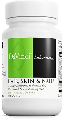 DaVinci Laboratories Complemento para la piel y las uñas para el cabello con 5.000 mcg de biotina y 500 mg de colágeno, 60 cápsulas – Anti