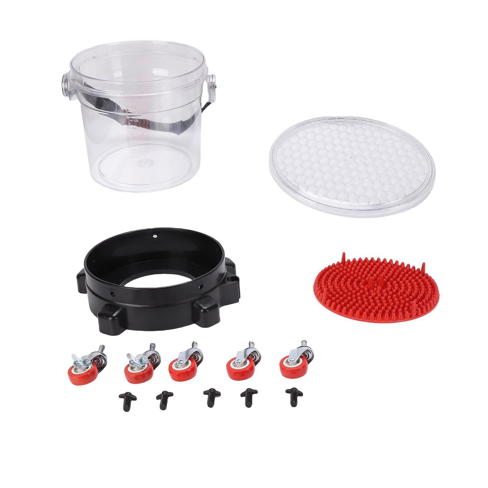 Tyenaza Car Bucket Wash System 15L Washing Detailing Kit Include Grit Trap 5 Castor Bucket Dolly Lid Transparent