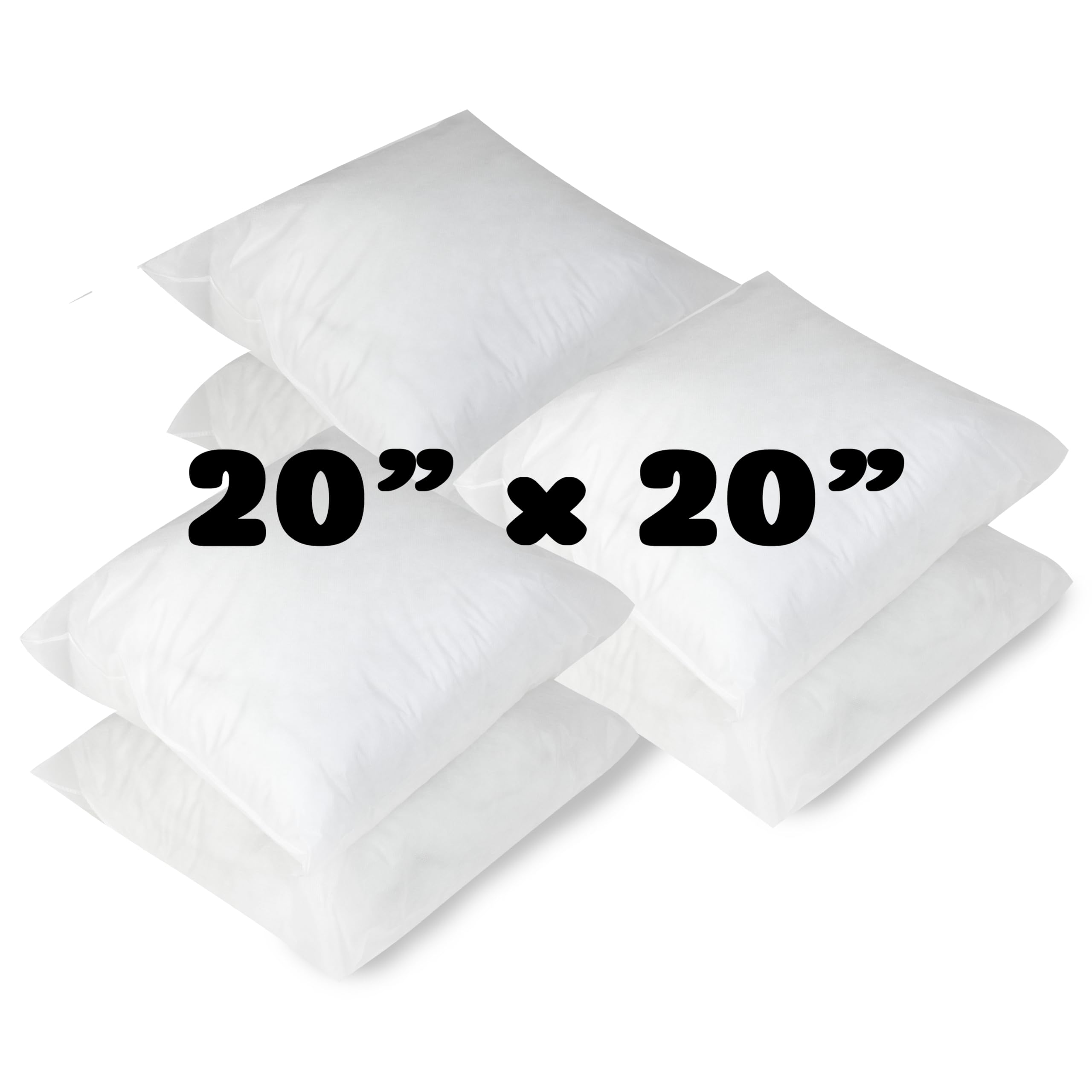 Cushion Inner Inserts Pads Scatters Hypoallergenic Hollowfibre Square Pillows Pack of 6 (20 x 20 Inch)