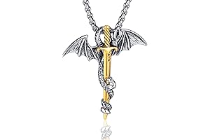 Technoblade Necklace: Punk Animal Pendant Titanium Steel Sword Wing Dragon Necklace