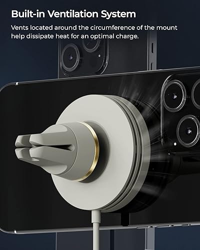 Miniatura 6 de iOttie Velox Mini MagSafe Compatible Soporte para ventilación de coche en gris astral con carga inalámbrica para iPhone 13, 14, 15 Series