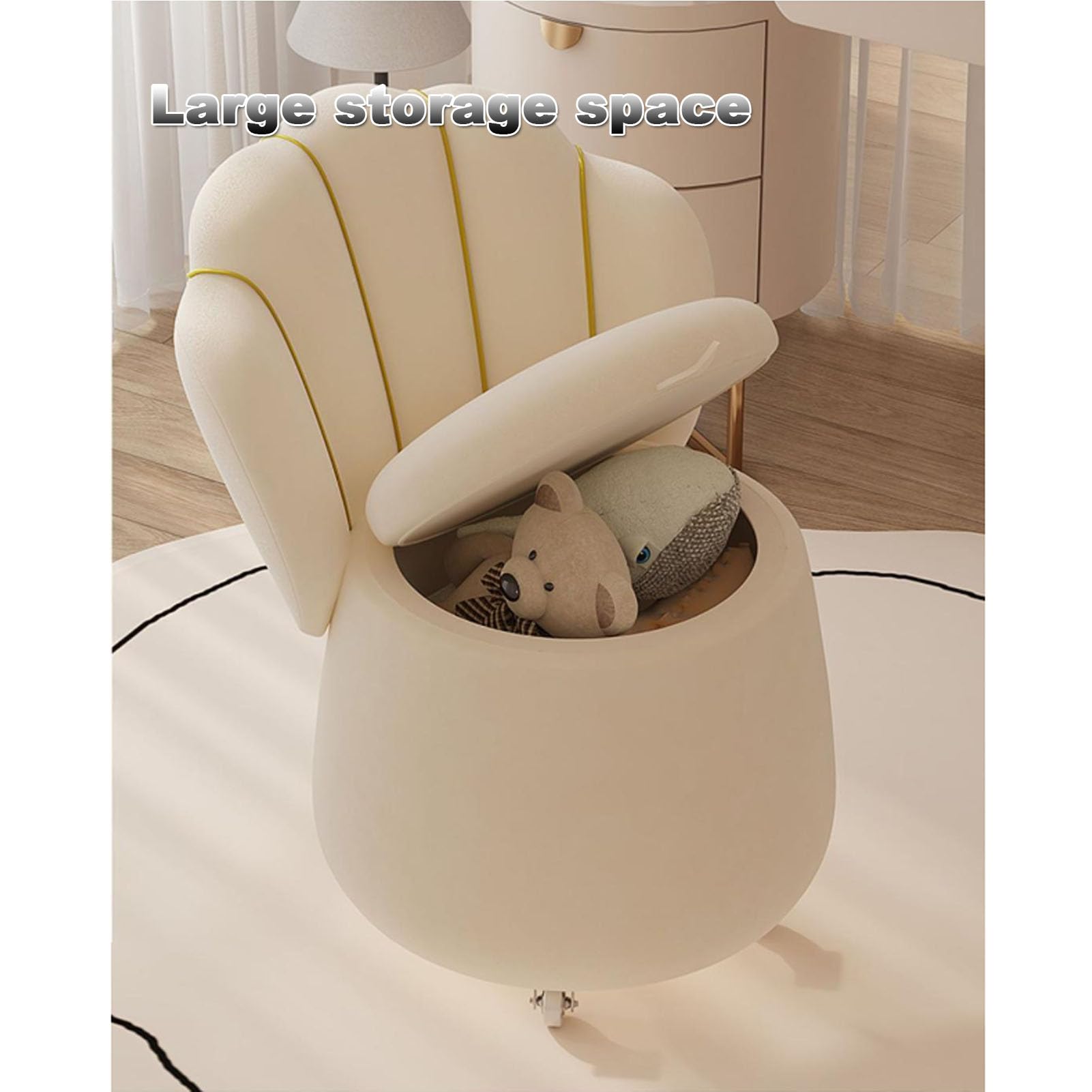 Poggiapiedi portaoggetti Sedile da toeletta in Velluto Alto 60 cm, Pouf Sgabello da Salotto Sedia da Salotto di Lusso con Schienale Alto per Camera da Letto Soggiorno Toeletta
