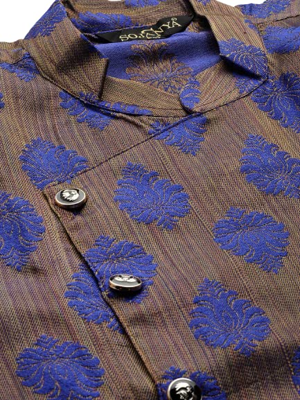 Image of SOJANYA Men's Silk Embroidered Regular Kurta