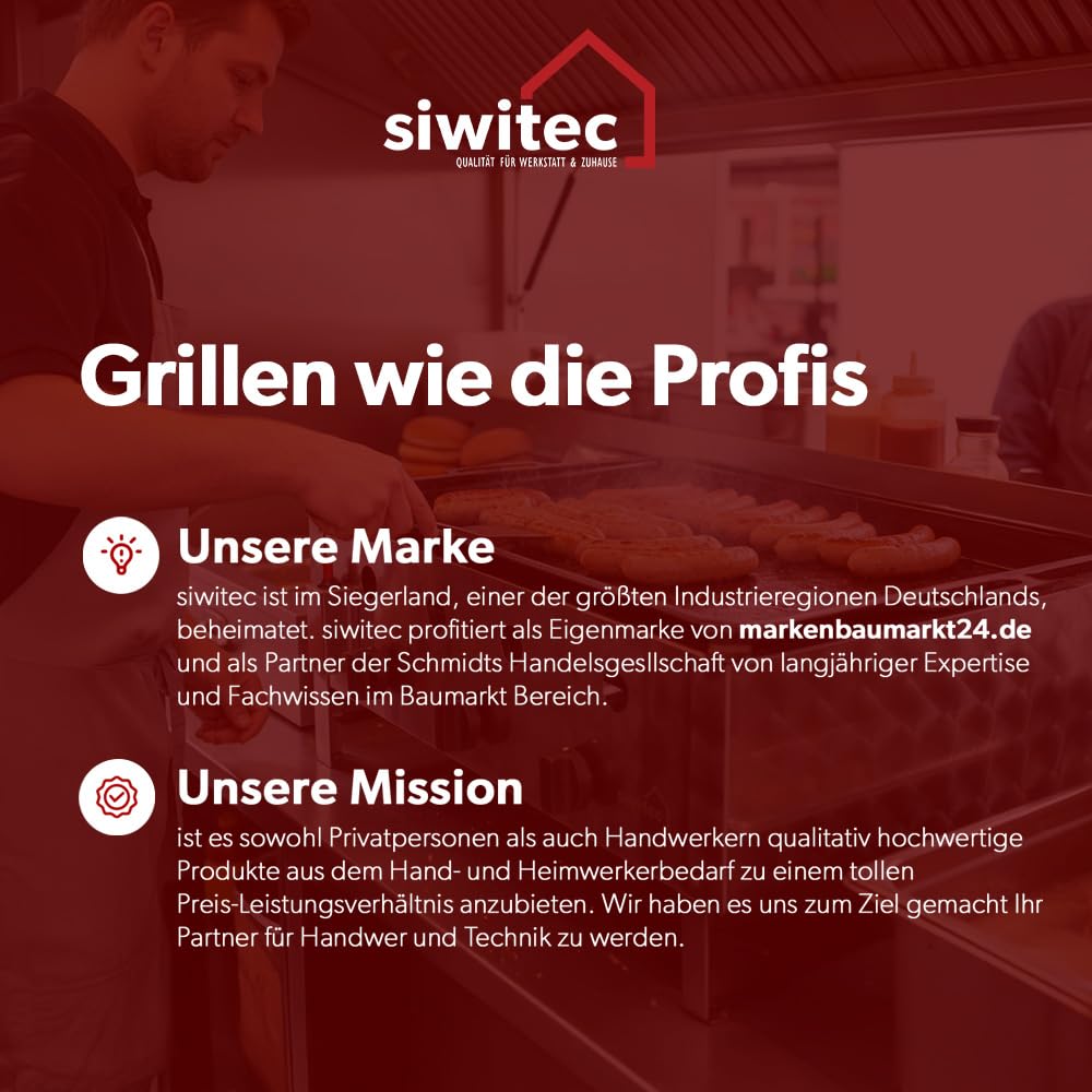 siwitec Gastrobräter, 3-flammig, Gastrogrill, Gasgrill, Wurstbräter aus Edelstahl – Profi Kombi-Bräter für Gastronomie, Imbiss & Catering, leistungsstarker Grill mobil, (B) 64 x (T) 52 x (H) 28 cm