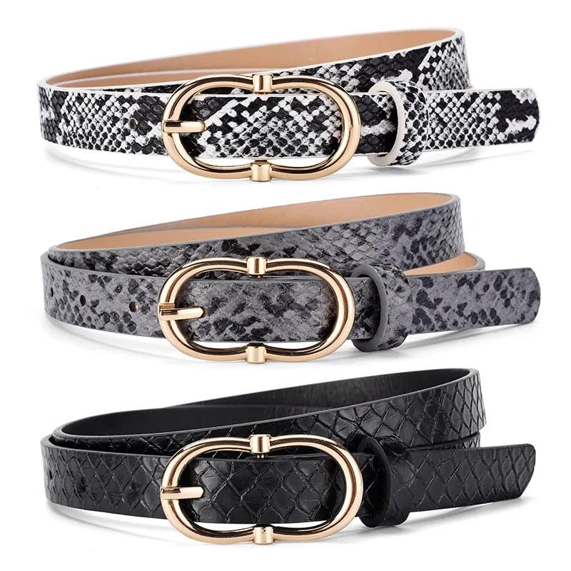 Pohullan Slim Patterned Leather Belt Women'S Travel Shopping Decorative Dress Belt2