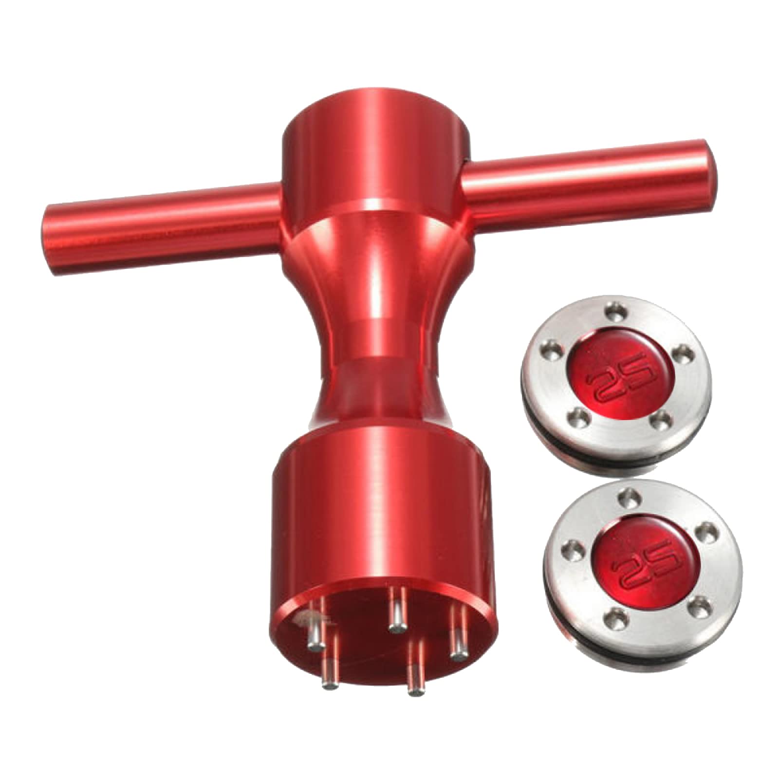 Elecbee Red 1 Set 2Pcs Golf Putter Wrench, Golf Head Weight 10G/15G/20G/25G/30G/35G/40G Golf Custom Weights+ Wrench Compatible With Scotty Cameron Putters Golf Replacement Accessory (25G)