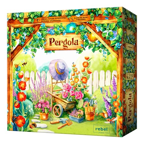 Rebel Studio - Juego de Mesa de pérgola, Juego de Estrategia de jardinería Estilo Europeo con Dibujo de acción, colocación de Azulejos y colección de Juegos para niños y Adultos, Edad 10 años en