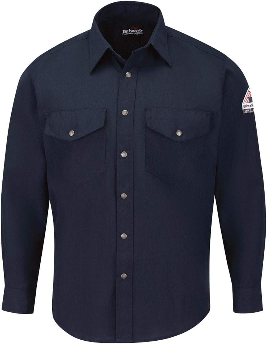 Bulwark Flame Resistant 4.5 oz Nomex IIIA Snap-Front Uniform Shirt with Tailored Sleeve Placket, Topstitched Cuff