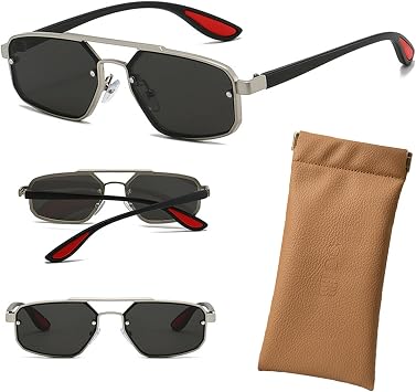 Retro Anti-Blue Light Sunglasses Mens and Womens Driving Sunglasses Fashion Sunglasses with Glasses Bag