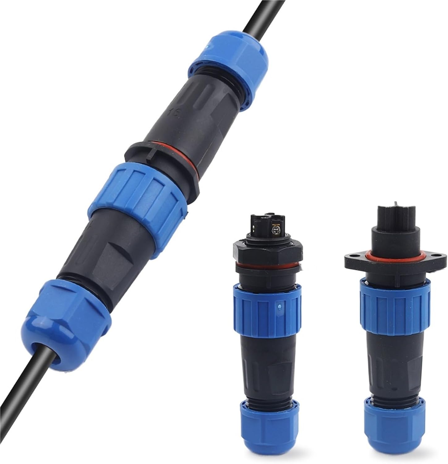 LP/SP16 F Cable Connector 2/3/4 Pin Docking/Nut/Flange IP68 Aviation Socket Male Female Outdoor Panel Mounted 1Pcs(Nut Type,1 SET_4P)