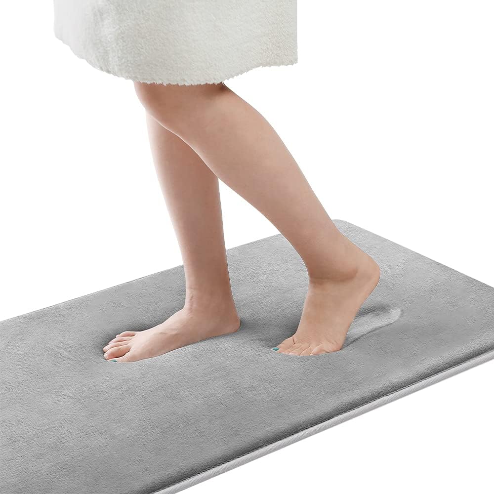 Long Memory Foam Bathroom Mats 17 "X 47" Non Slip 0.7" Extra Thick Super Absorbent Bath Rugs Carpet Super Cozy Quick Dry Machine Wash Grey