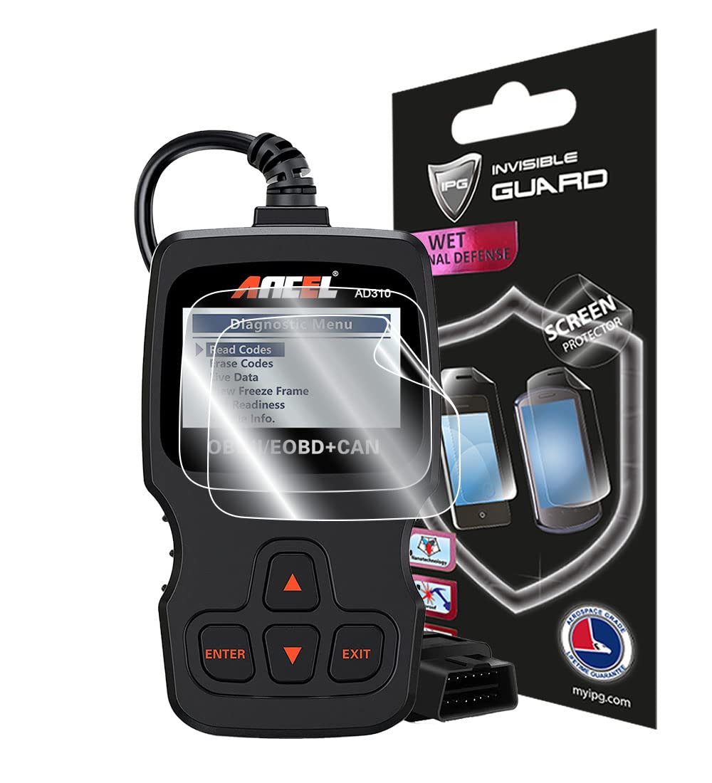 IPG for Ancel AD310 OBDII Scanner Car Code Reader Screen Protector (2 Units) Hydrogel Invisible Screen Guard - HD Quality/Self-Healing/Bubble -Free for AD310