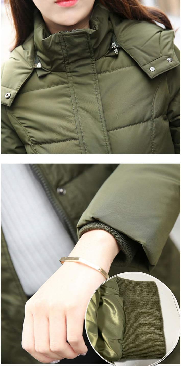 Flygo Wome's Long Down Puffer Jacket Removable Hood Slim Fit Winter Parka Coat