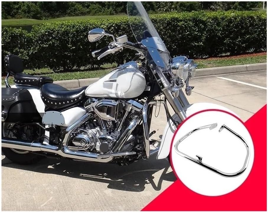 Engine Guard Crash Bars Motorcycle Highway Front Engine Guard Crash Bar Silver Fence Protector Iron for Road Star for XV 1600/1700 for Silverado 1999-up Motorbike Crash Bar Bumper