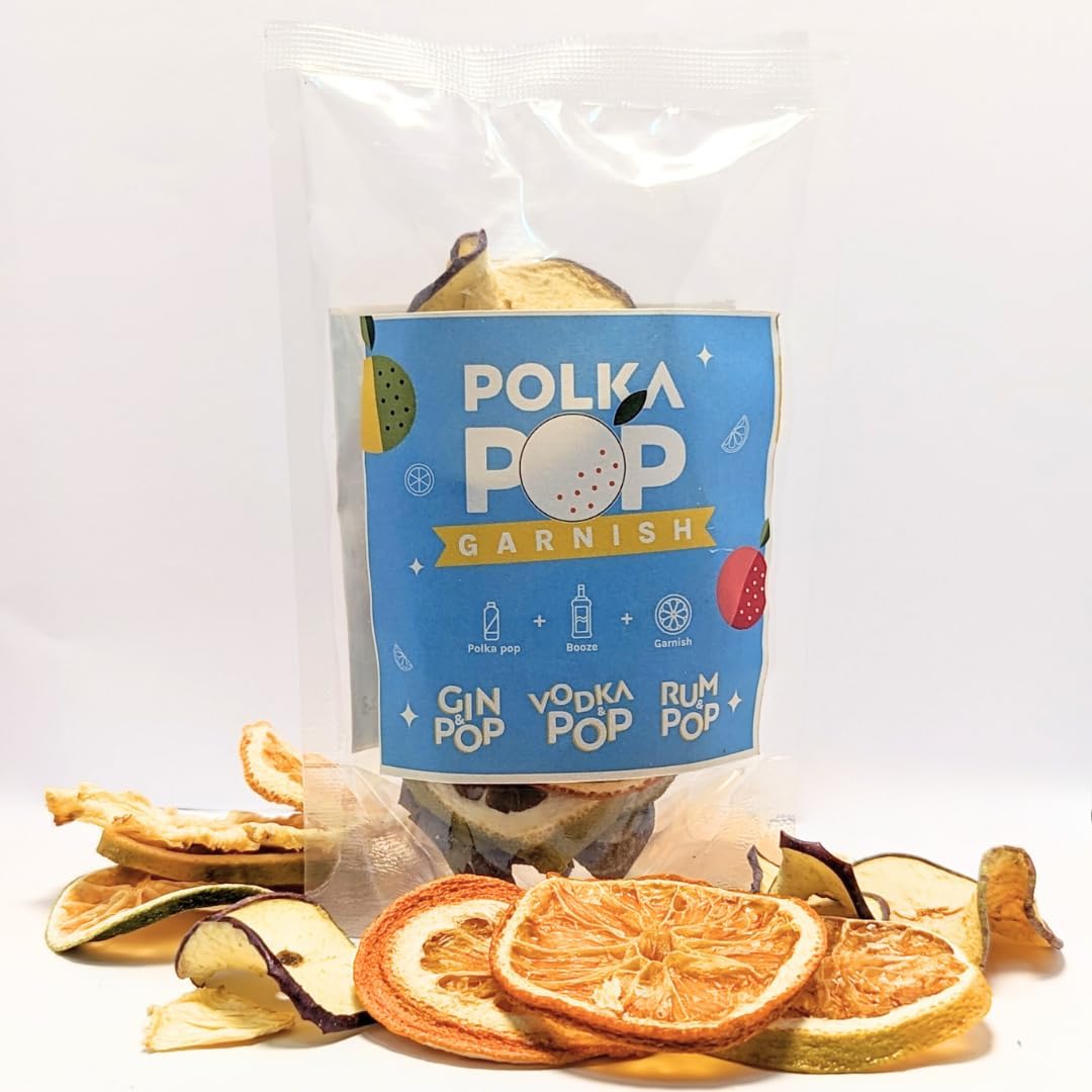 Polka Pop - Dried Garnishes | For Cocktail & Mocktail | Detox Water | Green Tea | Snacks | Gluten-free | Vegan | Air Dried | No Sugar | 100% Natural | (Pack of 1)